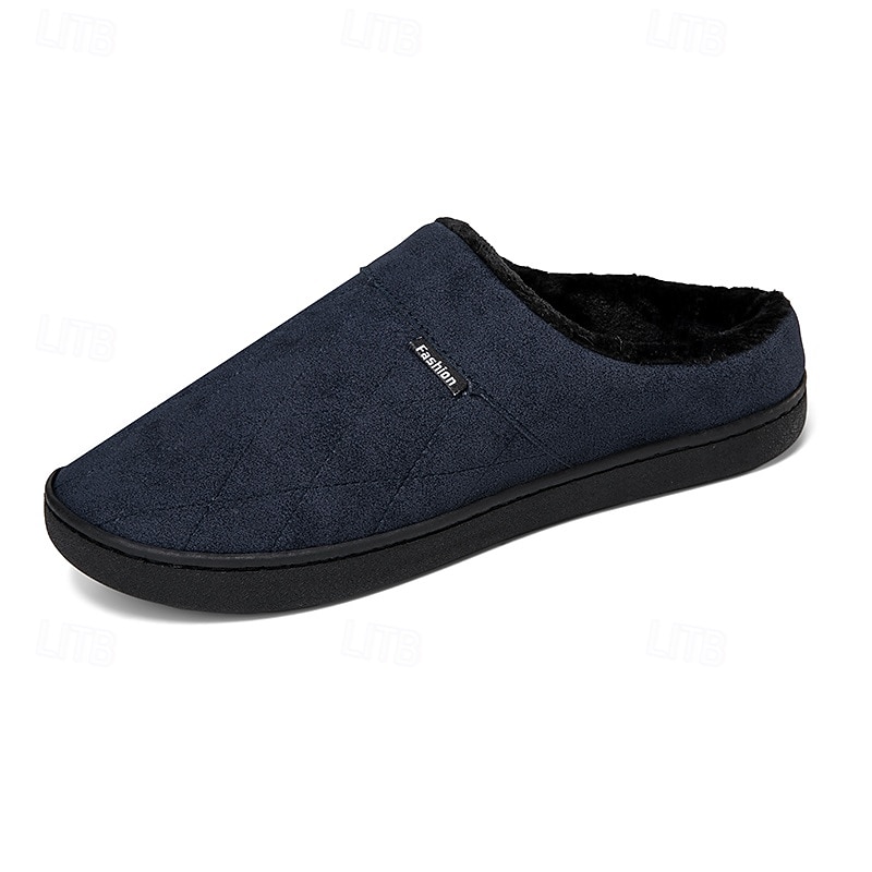 Per uomo Pantofole & Infradito Pantofole di peluche Foderato in pile Camminata Casual Quotidiano Pelle sintetica Caldo Confortevole Mocassino Nero Blu Inverno del 2026 a $24.99 –P8