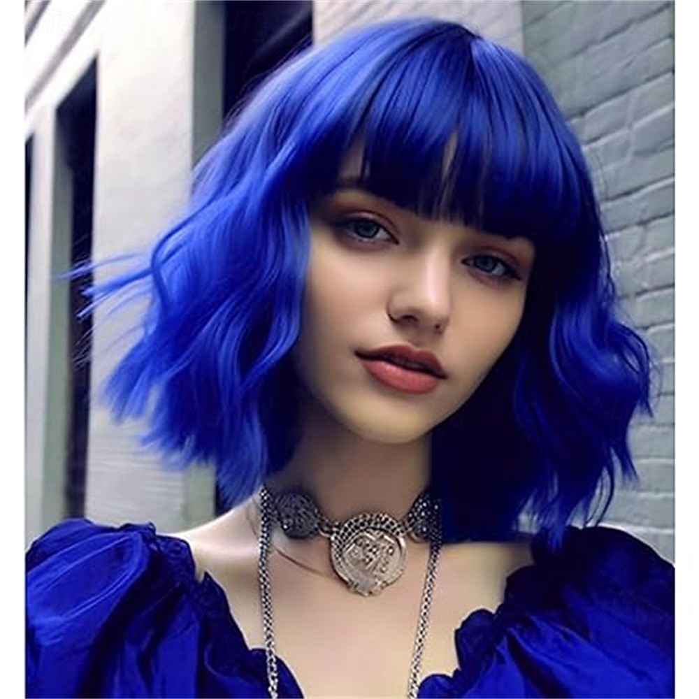 Parrucca di Carnevale 2026 Rosa Blu Viola Riccio Ciocca Corto Parrucca sintetica da festival Martedì grasso Parata Capelli per costumi da cosplay per Da donna del 2026 a $21.99 –P8