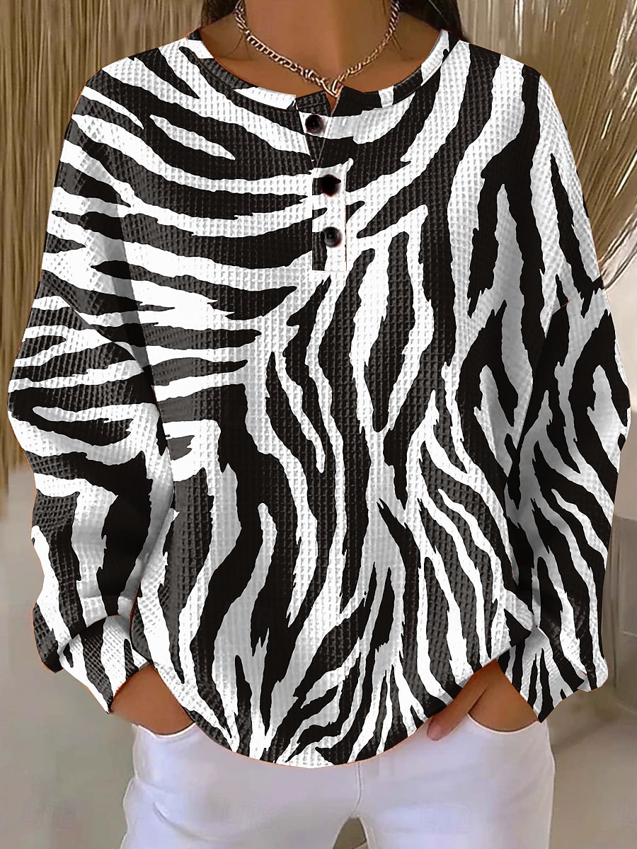 Dames Trui-sweatshirt Knop Afdrukken Bloemig Grafisch Paisley Vintage Casual Lange mouw Strakke ronde hals Normale tops Casual Straat Dagelijks gebruik blauw Zwart Groen Koffie Lente Herfst Winter 2026 - $28.99 –P4
