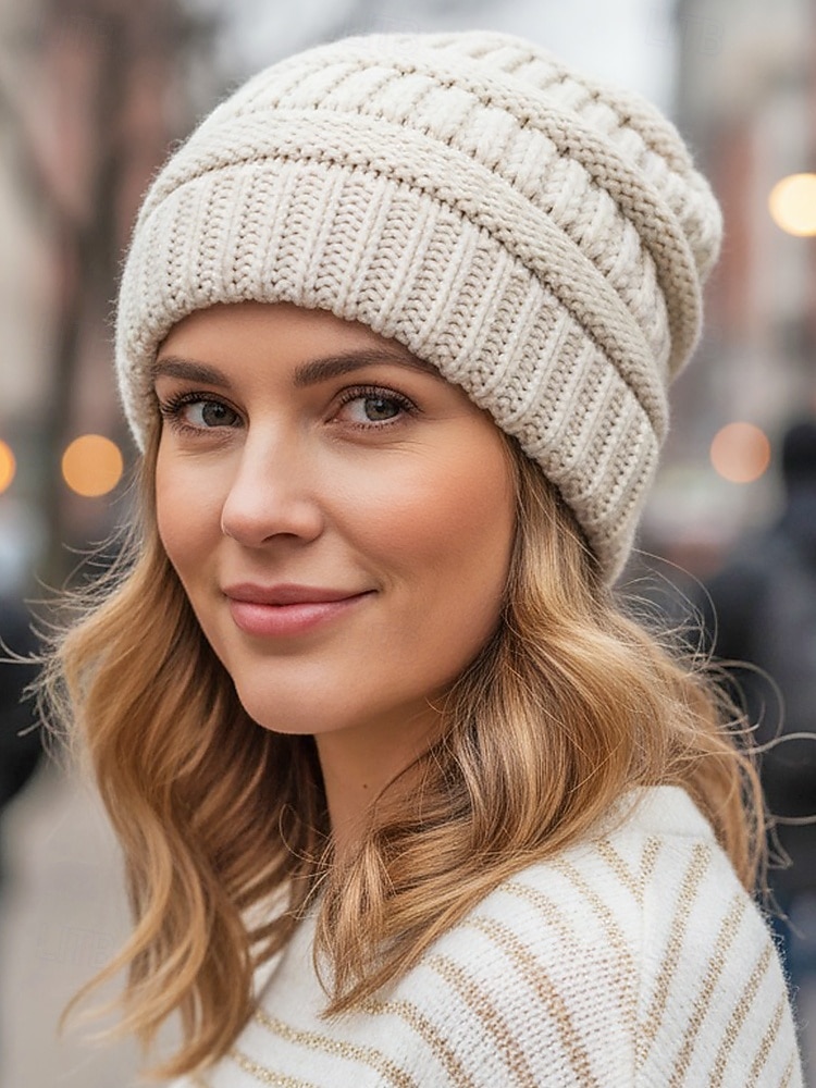 Căciulă tricotată pentru femei – disponibilă în mai multe culori, moale și elastică pentru o potrivire confortabilă, perfectă pentru iarnă și ținute casual. 2026 - $7.99 –P3
