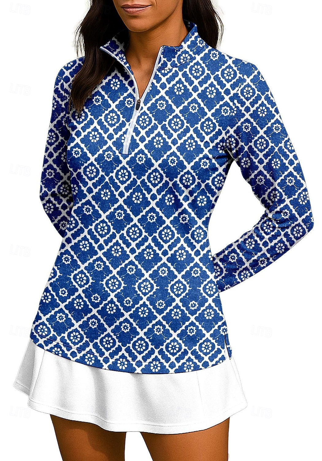 Mujer Geométrico Tops Camisas Camisa deportiva Camisas de polo Manga Larga Cremallera Floral UPF50+ Resistente a los rayos UV Alta elasticidad Dispersor de humedad Transpirable Voleibol Tenis Golf 2026 - $25.99 –P1