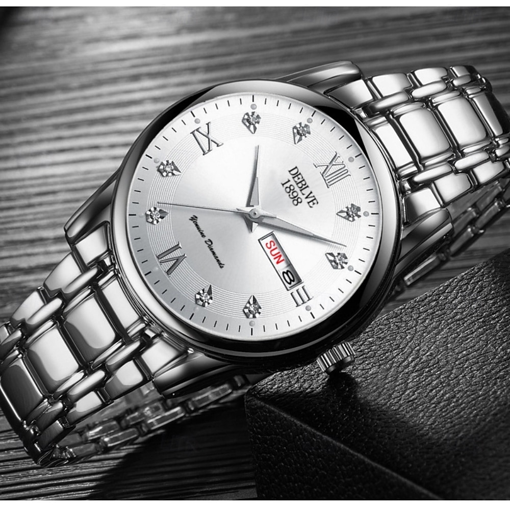 Модные мужские наручные часы высококачественные кварцевые часы датчик календаря светящийся циферблат украшение из страз лучший выбор подарка на День святого Валентина для мужчин 2026 - $18.99 –P5