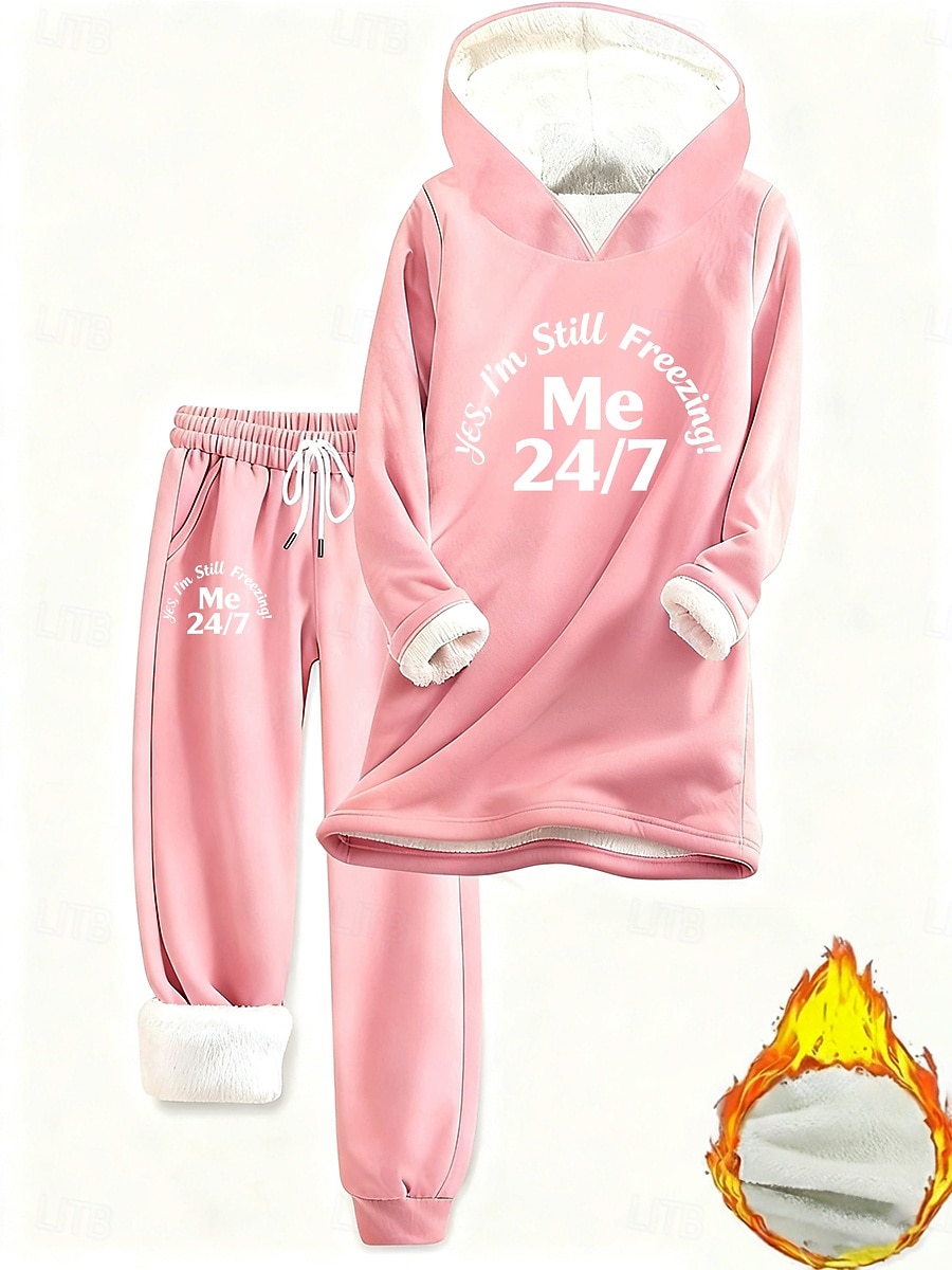 Dames Tweedelige sets Trainingspak Broeken Sets Lange mouw Capuchon Grafisch Brief Trekkoord Afdrukken Dagelijks Stijlvol Casual Dagelijks blauw Zwart Blozend Roze Herfst Normale pasvorm 2026 - $57.99 –P6