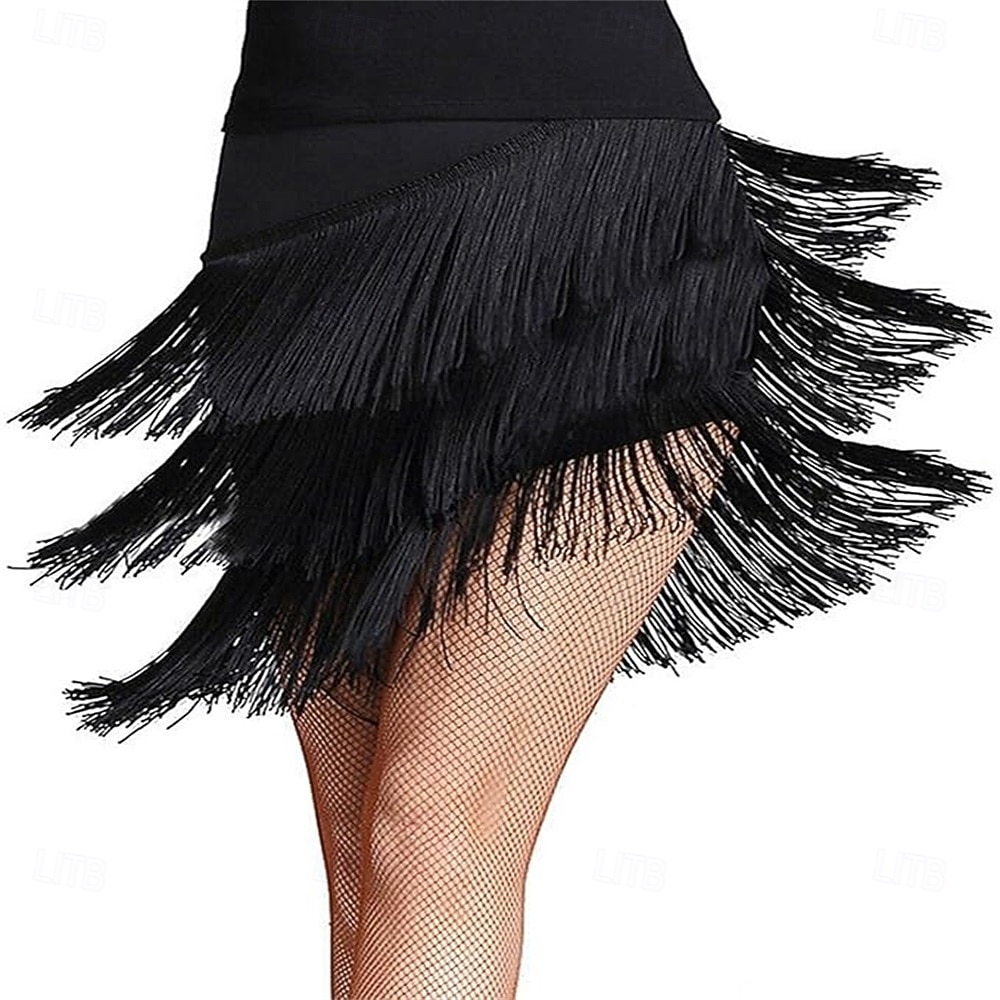 Gonna con Frange e Paillettes Samba Dancewear Gonna Latina con Elastico Costume di Performance per Danza Moderna Ballo Salsa Samba del 2026 a $28.99 –P5