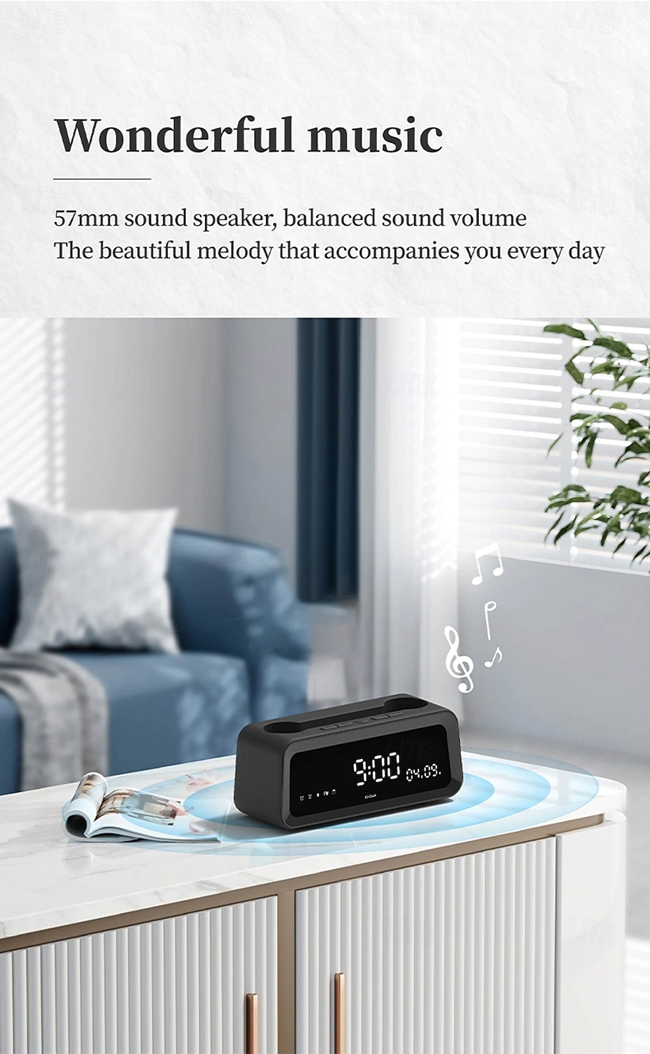 K3  Portable Wireless Speaker and Alarm Clock Bass 40-Hour Battery Life Dual-Mode Phone Stand/Bracket TF Card Player -C Dual Speakers Low Power Mode Compatible with Mobile Devices - Black/Whi 2025 - $25.99 –P3