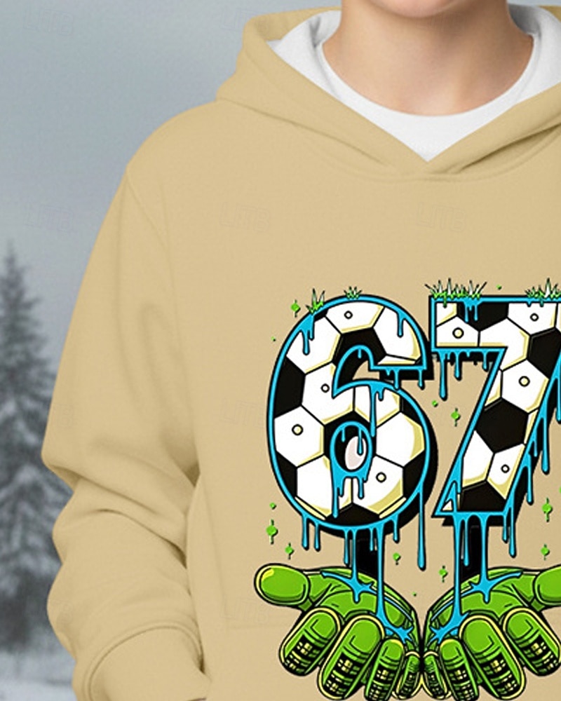 Мальчики 3D Графика Футбол Забавный сленг 67 Толстовка Pullover Длинный рукав 3D печать Весна Осень Спорт Мода Уличный стиль Дети 4-12 лет Капюшон на открытом воздухе Повседневные Стандартный 2026 - $19.99 –P9
