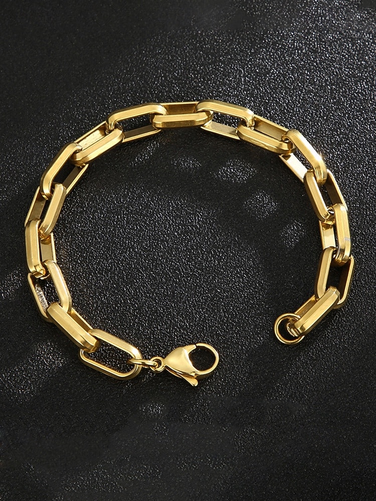 męska bransoletka łańcuszkowa ze stali tytanowej – stylowa, trwała, idealna do noszenia na co dzień i na oficjalne okazje, dostępna w kolorze złotym i srebrnym 2026 - $11.99 –P5