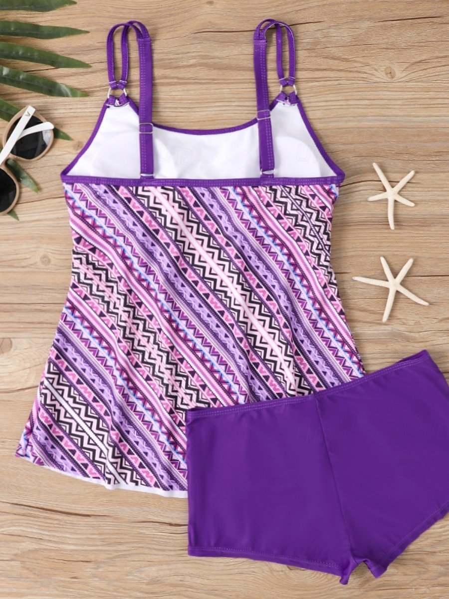 Γυναικείο Τανκίνι 2 Κομμάτια Μαγιό Σορτσάκι Έλεγχος Κοιλιάς Ψηλόμεσο Λεπτό Χωρίς Πλάτη Θέρετρο Παραλίας Ombre Λουλούδια U Λαιμός Αμάνικο Μαγιό 2026 - $33.99 –P13