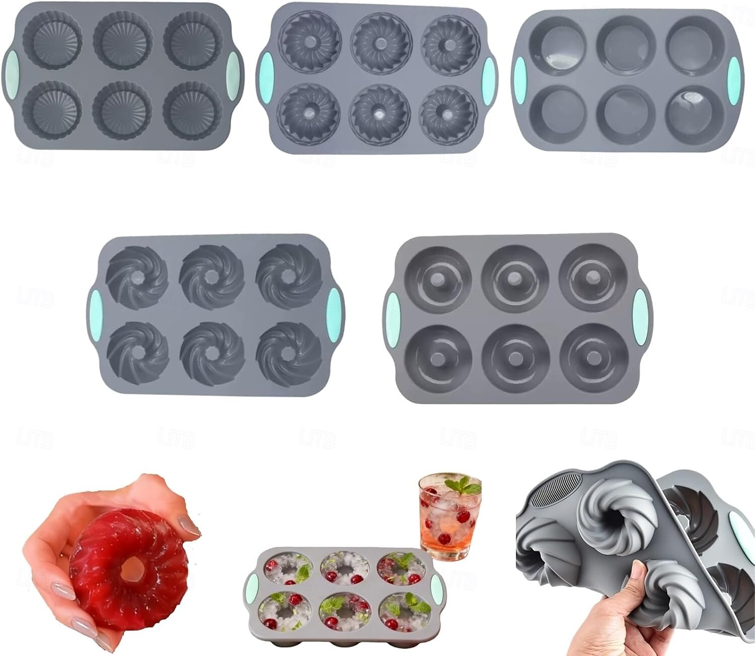 Forma na ledový věnec, vánoční forma na ledový věnec, vánoční silikonové formičky/tácky na kostky ledu ve tvaru vánočních kostek, 6dírková silikonová forma vhodná na kostky ledu, dorty, mýdlo, 2026 - $10.49 –P1