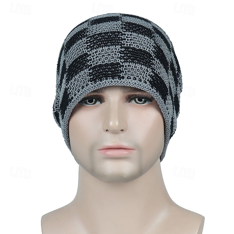 Pánské Unisex Čepice Beanie Zimní čepice Kulichy Pletená čepice Zimní čepice Beanie Černá Khaki Polyester Pletený Prodyšné Útulný Denní nošení Jdeme ven Pléd Větruvzdorné Teplý 2026 - $8.49 –P10