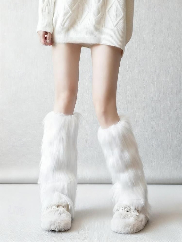 bolyhos lábszármelegítők nőknek bolyhos, plüss, téli, kényelmes borjúzokni, puha műszőrme, csizmaszár, aranyos, meleg, réteges zokni, divatos őszi-téli kiegészítők 2026 - $8.99 –P1