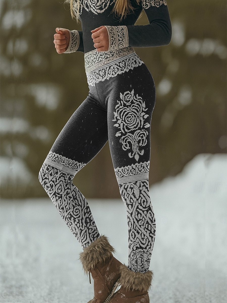 Legíny Viking Boho pro ženy vintage etnický styl plná délka vysoký pas grafika abstraktní 3D tisk rychlé schnutí prodyšné měkké elastické formální dovolená růžové léto jaro podzim zima regular fit 2025 - $19.99 –P6