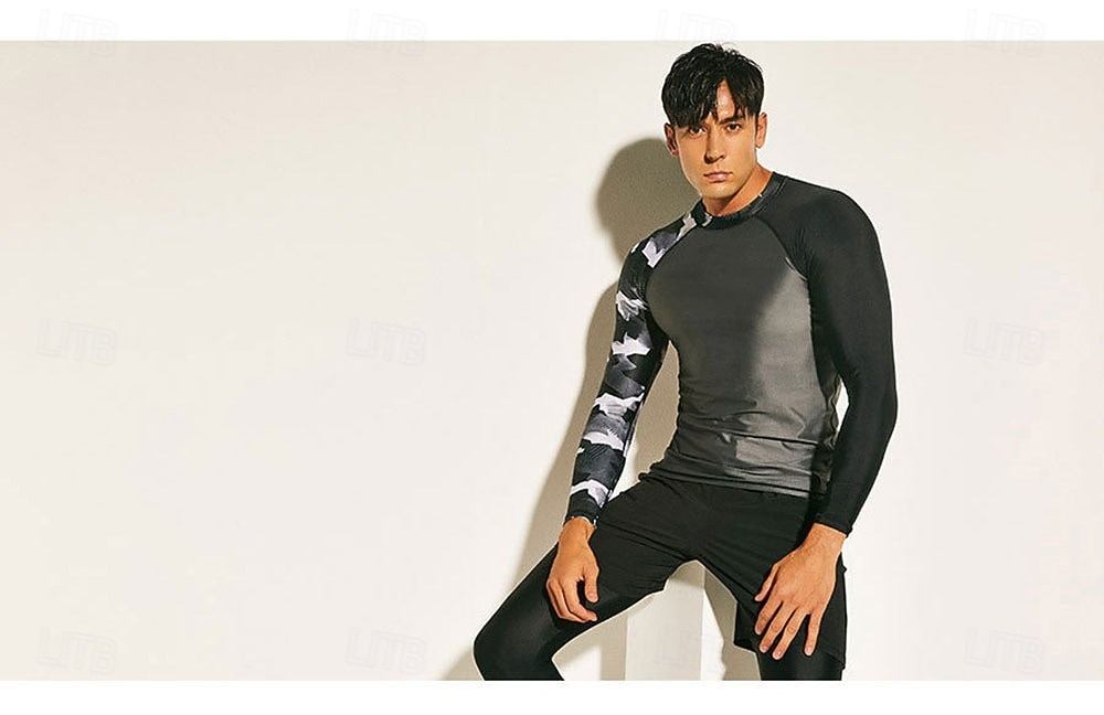 Herre Rash-guard Svømmeskjorte UPF50+ Hurtigtørkende Lettvekt Langermet Ikke-Klø Klær Badedrakt Surfing Strand Vannsport Svømming Lapper Sommer 2025 - $30.99 –P12