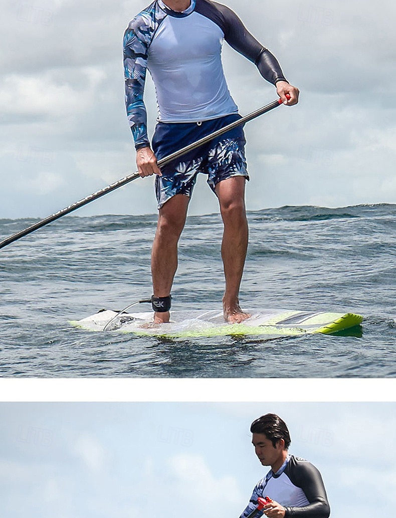 Herre Rash-guard Svømmeskjorte UPF50+ Hurtigtørkende Lettvekt Langermet Ikke-Klø Klær Badedrakt Surfing Strand Vannsport Svømming Lapper Sommer 2025 - $30.99 –P6