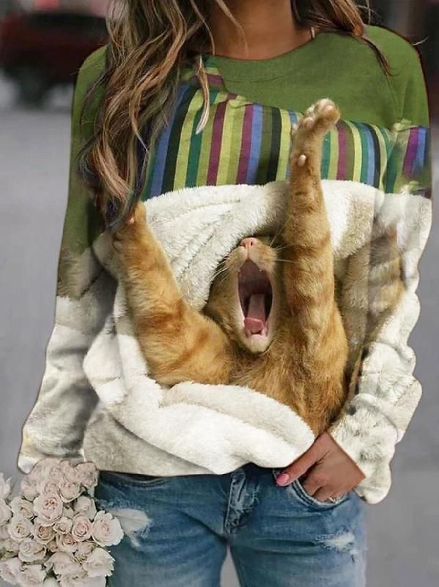 Γυναικεία Φούτερ πουλόβερ Στάμπα Γραφική Ζώο Μοντέρνα Καθημερινό Μακρυμάνικο Στρογγυλή Ψηλή Λαιμόκοψη Στρογγυλή Λαιμόκοψη Κανονικά μπλουζάκια Causal Δρόμος Καθημερινή Ένδυση 2026 - $27.99 –P3