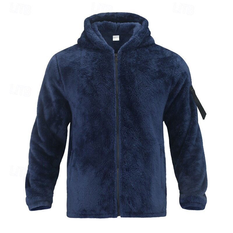 Homens Casaco de inverno Casaco de pelúcia Jaqueta casual Ao ar livre Casual Térmico / Quente Bolsos Zip Completo Outono Inverno Tecido Roupa de rua Diário Com Capuz Padrão Preto Azul Marinha cáqui de 2026 por $34.99 –P5