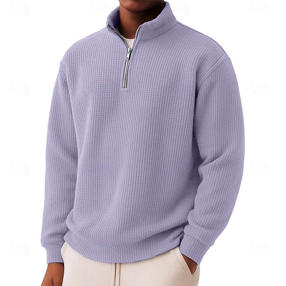 Homme Chemises Polo Gaufre Polo à fermeture éclair Sport en Plein Air Occasionnel Col montant Fermeture éclair manche longue Mode Moderne Couleur Unie Texturé Tricoté Printemps & Automne Toutes de 2025 ? $23.99 –P10