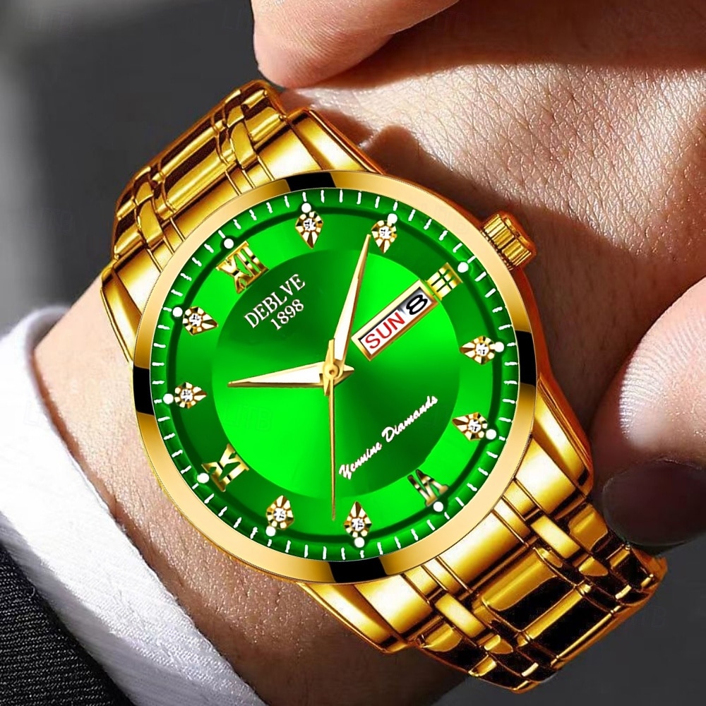 Модные мужские наручные часы высококачественные кварцевые часы датчик календаря светящийся циферблат украшение из страз лучший выбор подарка на День святого Валентина для мужчин 2026 - $18.99 –P6