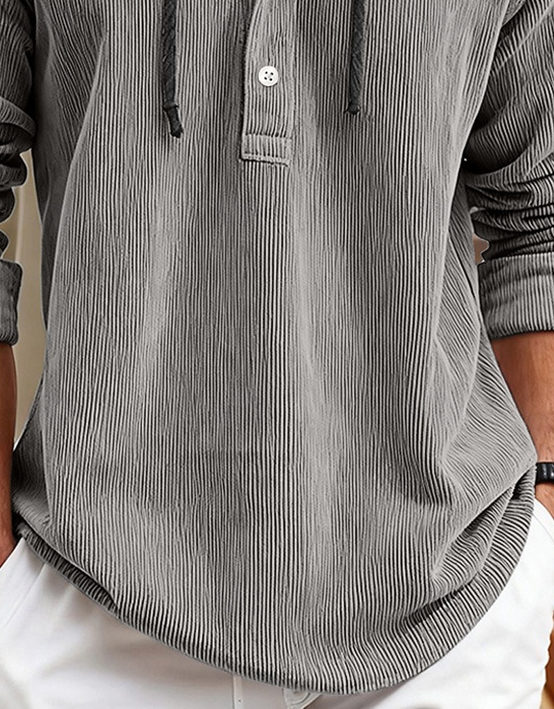 Férfi Ing Alkalmi ing Kordbársony Ing Medence Fehér Sötétkék Stétszürke Hosszú ujj Sima Kapucni Hétköznapi Napi Kapucni Ruházat Szüret Divat Utcai sikk Napi 2025 - $23.99 –P4