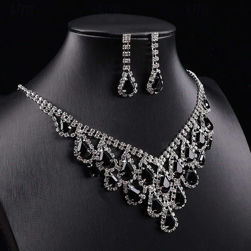 Ensemble collier et boucles d'oreilles pendantes en argent plaqué violet pour femme - bijoux de mariée élégants en cristal pour mariages, bals de fin d'année et soirées habillées de 2026 ? $11.99 –P6