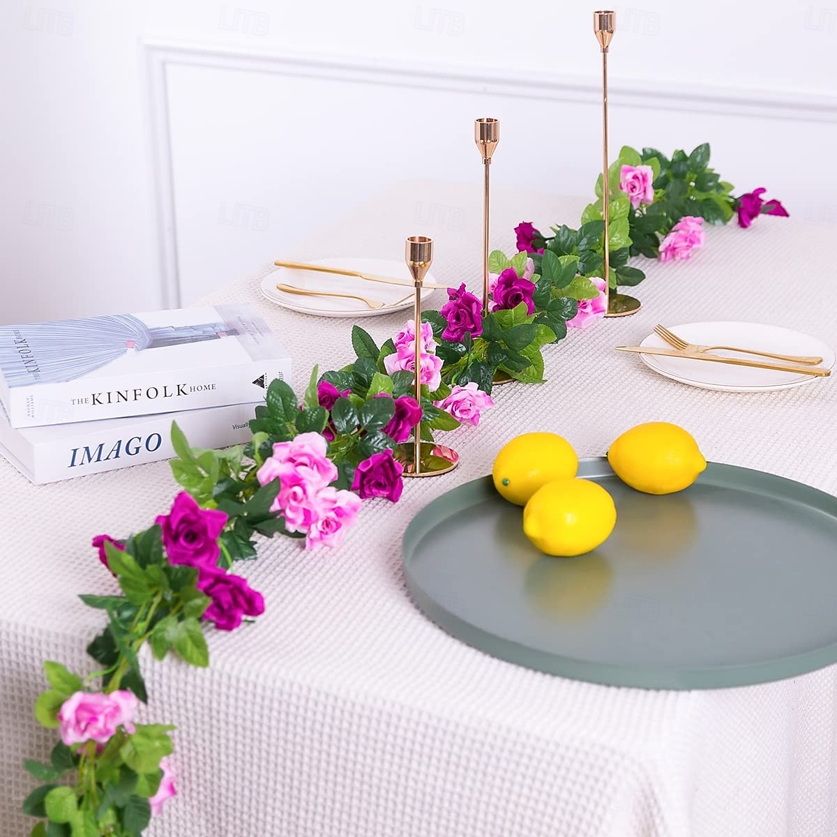 Girlanda ze sztucznych kwiatów róż o długości 240 cm/23,7 stopy, sztuczne pnącza, jedwabna roślina wisząca, do dekoracji łuku weselnego, pokoju na przyjęcie, domu, ogrodu, hotelu lub biura 2026 - $17.99 –P3