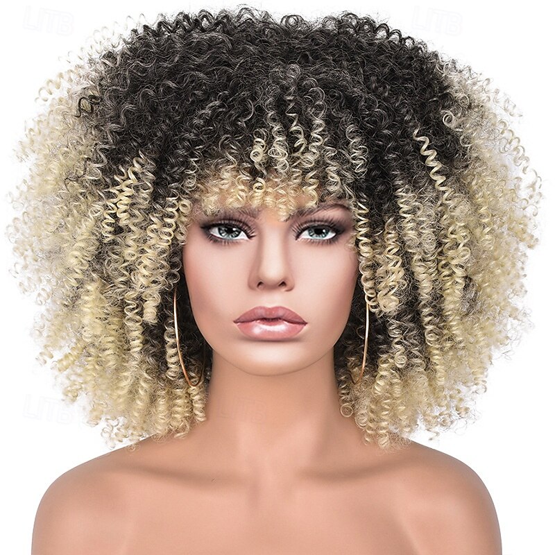 Carnival Wig 2026 Blonde Pink Red Afro Afro Curly Short Synthetic Festival Wig Mardi Gras Parade Cosplay Costume Hair for Women 2026 - $23.99 –P15