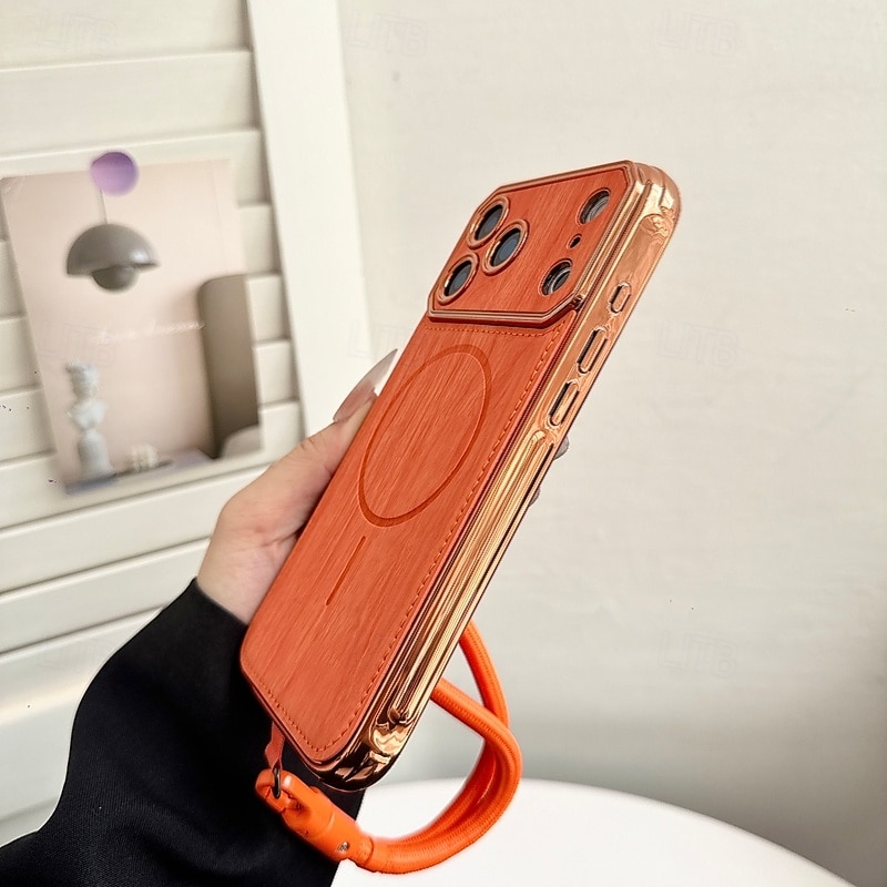 telefon Maska Pentru iPhone 17 Pro Max 17 Air 16 15 14 Pro Max Plus 13 Pro Max Capac Spate Acceptă încărcarea fără fir cu curea de mână Anti Șoc Retro Placare 2026 - $14.99 –P6