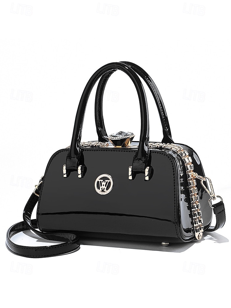 elegante borsa da sera da donna in pelle verniciata, decorata con cristalli, disponibile in rosso e blu navy, perfetta per feste formali e celebrazioni festive del 2026 a $34.99 –P11