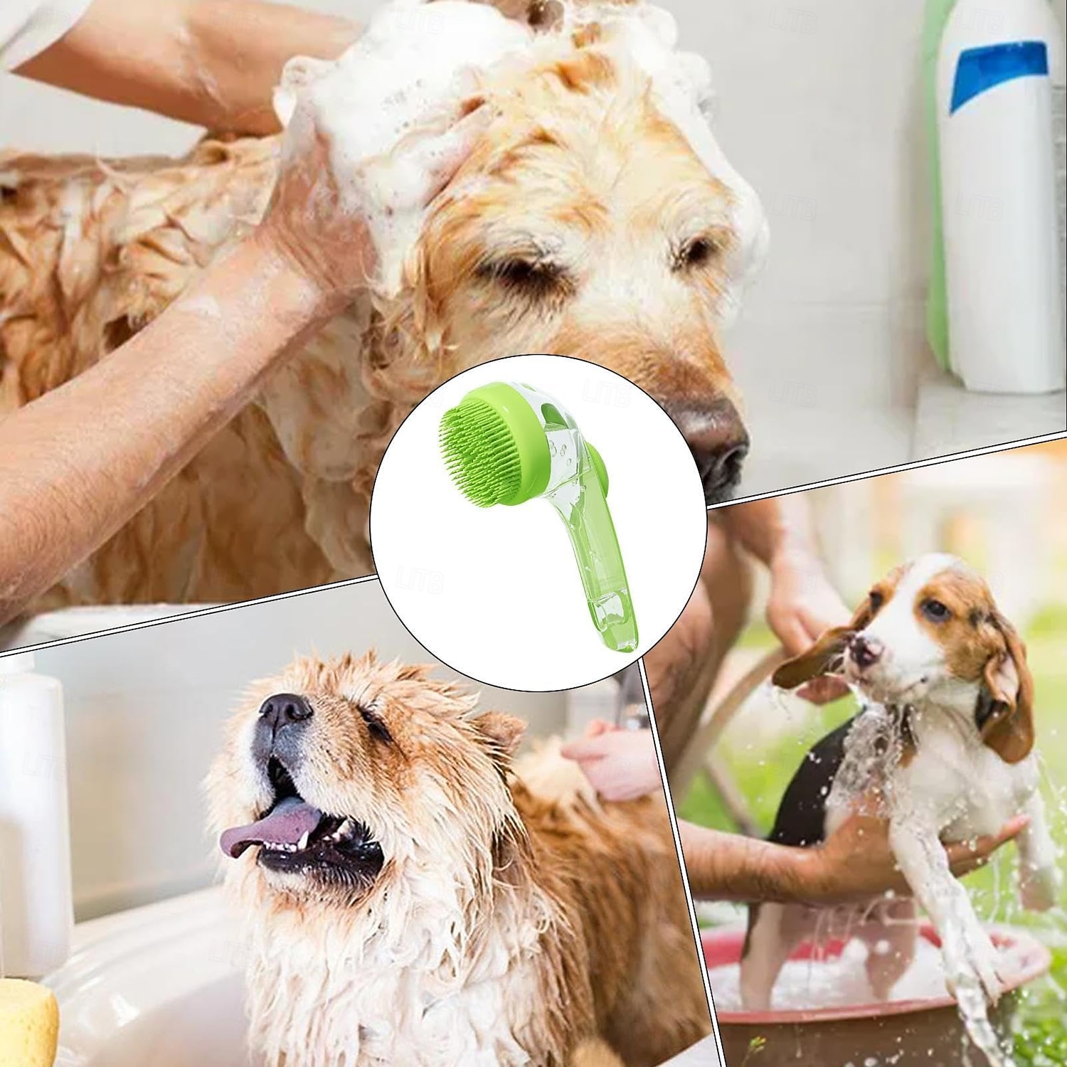 Escova de banho para cães com dispensador de sabonete, escova de massagem para shampoo com cabo longo para uso no chuveiro e limpeza diária. de 2026 por $9.49 –P3