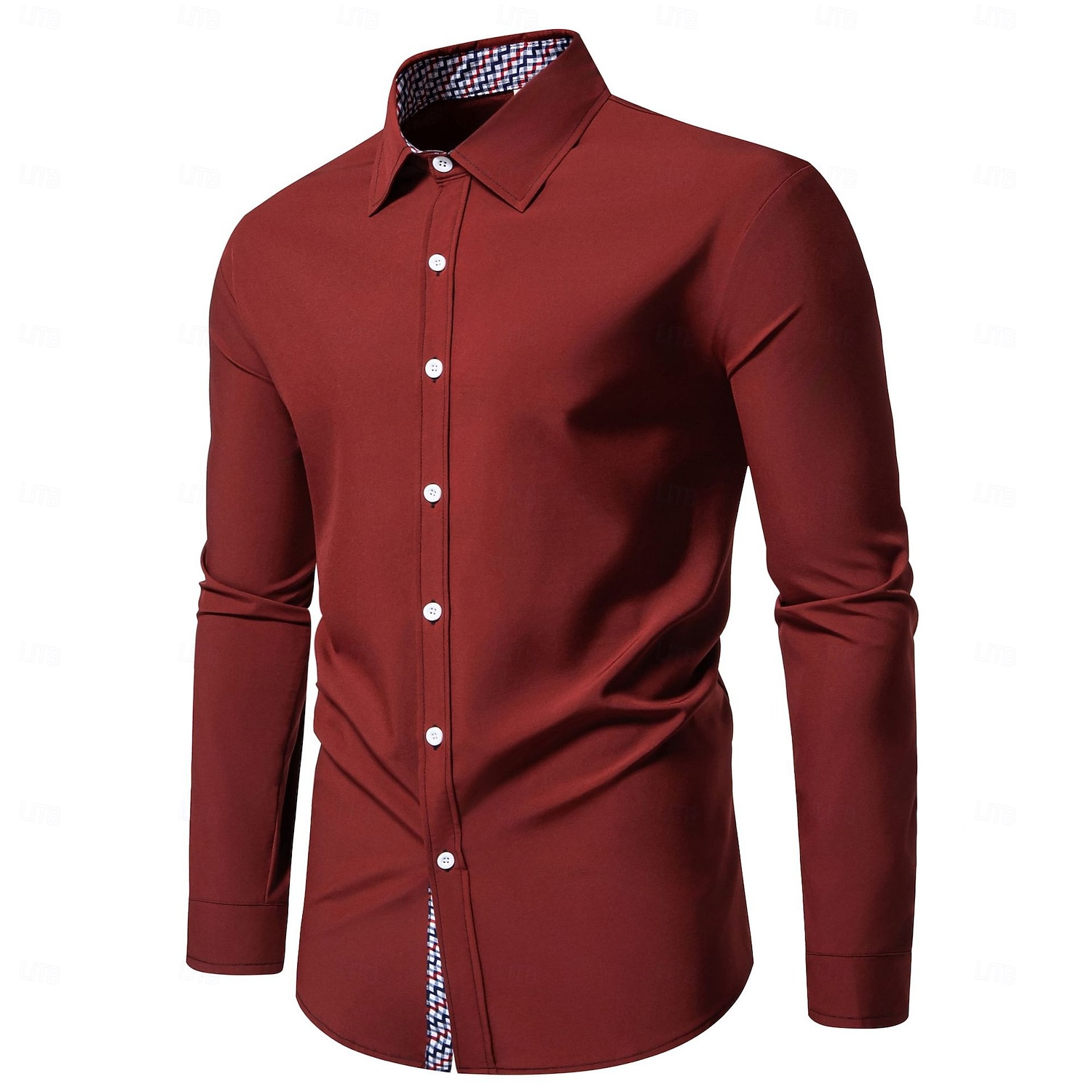 Men's Shirt Dress Shirt Casual Shirt Button Up Shirt Plain Formal Wedding Blue White Red Long Sleeve Lapel Summer Spring Clothing Apparel Patchwork 2026 - $26.99 –P5