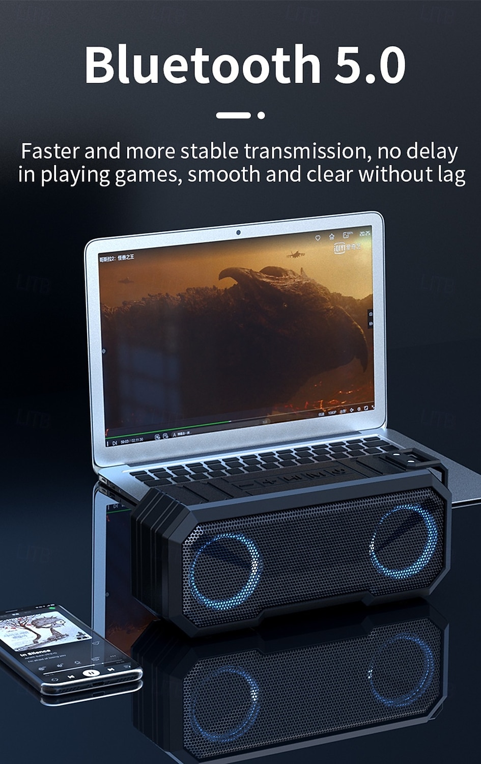 Portable Wireless Speaker High-power Subwoofer IPX6 Waterproof 7-color RGB Lighting and Dynamic Party Effects Long-lasting Battery Life Wireless Connection USB/SD/TF Card Input Valentine's Day Gift 2026 - $31.99 –P11