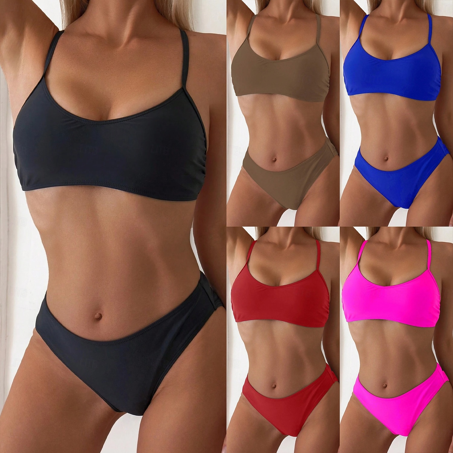 Women's Bikini 2 Piece Swimsuit Cheeky Slim Backless Vacation Beach Wear Solid Color V Neck Sleeveless Bathing Suits 2026 - $28.99 –P10