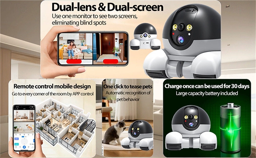 Patrol Buddy Robot Camera on Wheels 360 Camera with 2-Way Talk APP Remote Control Night Vision 1080p HD Ultra-Long Battery Life (Wi-Fi) 2026 - $79.99 –P2