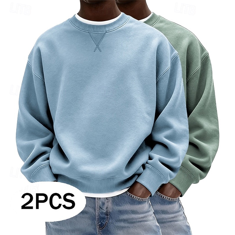 Herren Sweatshirt Pullover Lila + Blau Marineblau + Dunkelgrau Dunkelgrün + Gelb Hellgrün + Marineblau Hellblau + Hellgrün Rundhalsausschnitt Einfach Oversize Sport & Outdoor Lässig Täglich 2026 - $41.99 –P1