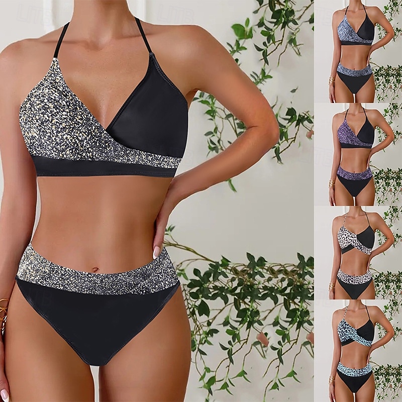 Kvinnors Tankini 2-delad baddräkt med fräck midjekontroll hög midja slank rygglös semester strandkläder halterneck ärmlös baddräkt 2026 - $19.99 –P1