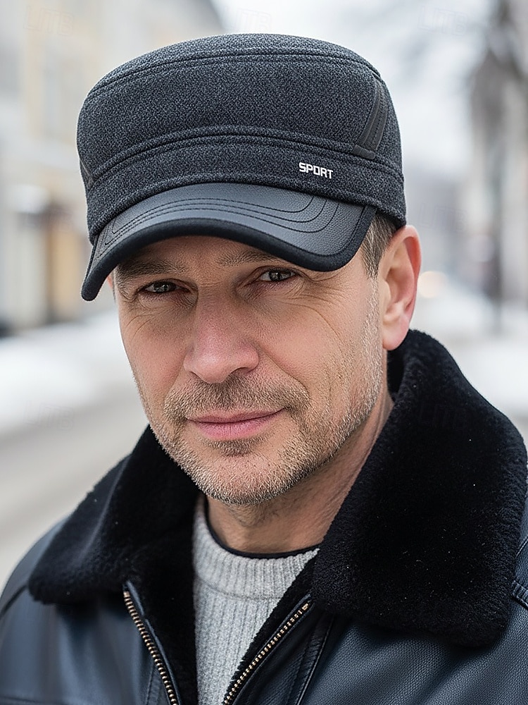 Ανδρικό χειμερινό καπέλο από πολυεστέρα με πτυσσόμενα αυτιά, κομψό και ζεστό, ιδανικό για κρύο καιρό σε εξωτερικούς χώρους 2026 - $11.99 –P4