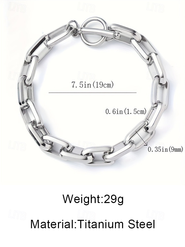 2026年 メンズチタンスチールチェーンブレスレット - スタイリッシュで耐久性があり、カジュアルにもフォーマルにも最適。ゴールドとシルバーからお選びいただけます。  コレクション – $9.99 –P7