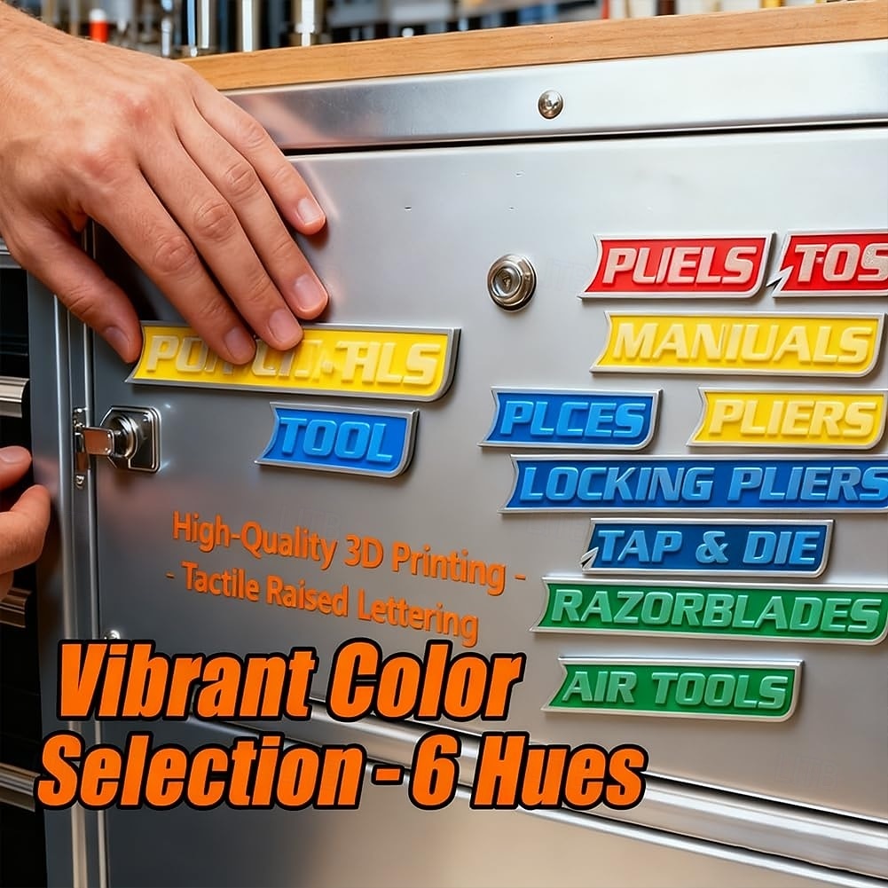 12 kappaleen pakkaus magneettisia työkalupakkietikettejä, 3D-tulostettuja työkalupakkietikettejä, yleisiä työkalupakkien järjestelytarvikkeita, uudelleenkäytettäviä etikettejä teräksisille 2026 - $15.99 –P5