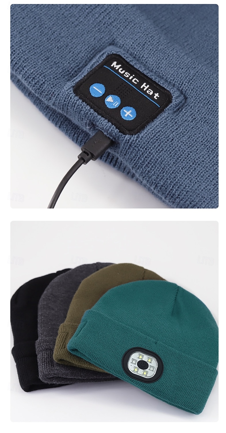 Cappello in Maglia Musicale Wireless Bluetooth Nuovo Cappello Luminoso LED all'aperto Cappello Wireless Bluetooth con Auricolari Integrati Ricaricabile USB Alimentazione Batteria 1.5-3W Regalo di San del 2026 a $27.99 –P1