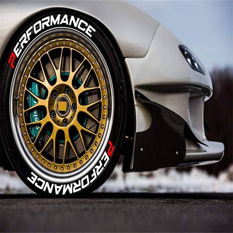 8 قطع/مجموعة ملصقات ديكور لإطارات السيارات ضبط السيارة ملصقات ثلاثية الأبعاد دائمة من مادة البولي فينيل كلوريد ملصقات حروف تسمية السيارات للأداء 2025 - $22.99 –P4