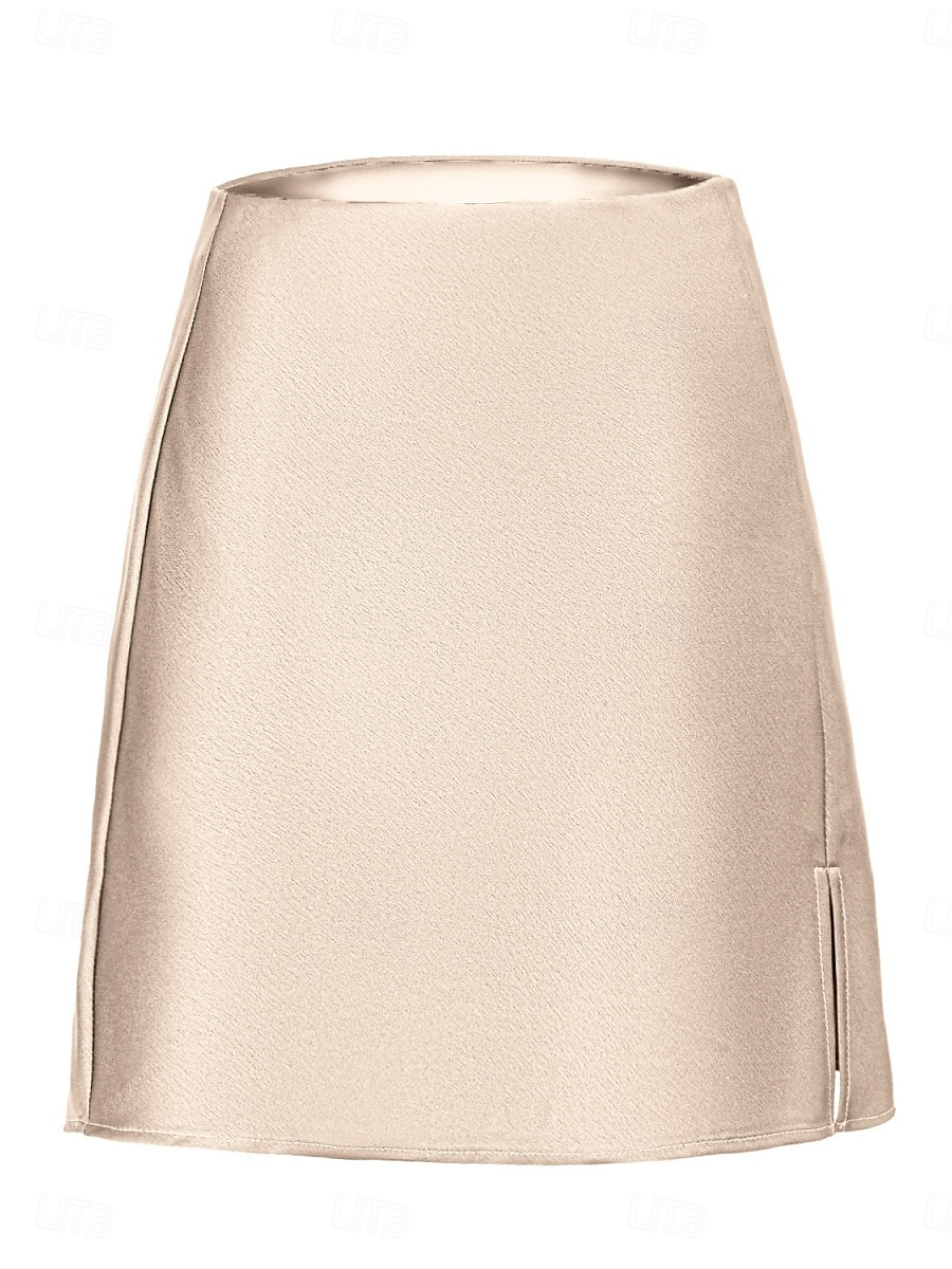 Damen Satinröcke Mode Lässig Knielang Hohe Taille Röcke Einfach Mikroelastisch Täglich Straße Schwarz Champagner Gold Grün Sommer 2026 - $21.99 –P10