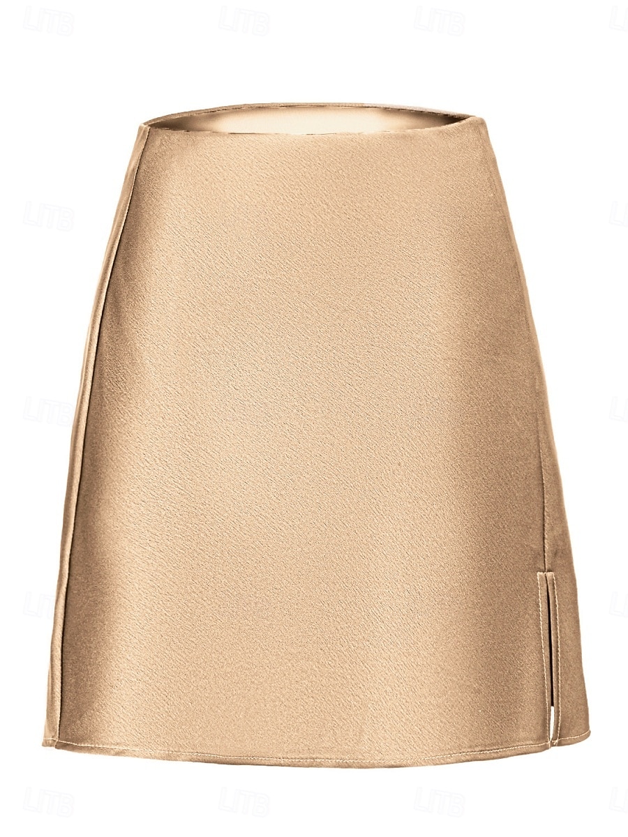Damen Satinröcke Mode Lässig Knielang Hohe Taille Röcke Einfach Mikroelastisch Täglich Straße Schwarz Champagner Gold Grün Sommer 2026 - $21.99 –P8