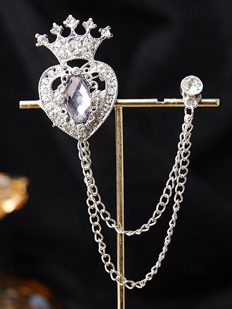 Men's Christmas Brooch Set - Elegant Alloy Material with Multi-Colored Gems and Pearls, Festive Chain Design for Suits, Parties and Holiday Occasions 2026 - $9.99 –P14