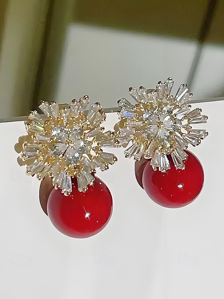 Women's Christmas Pearl and Crystal Snowflake Earrings, Alloy Material, Available in Red, White, and Multiple Colors – Perfect Holiday Gift 2026 - $11.99 –P8