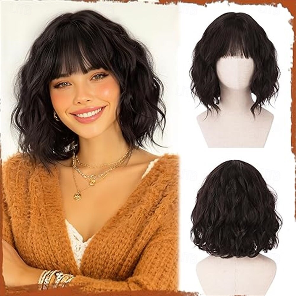 פאת קרנבל 2026 ורוד שחור כחול מתולתל Bob קצר פאה סינתטית לפסטיבל מרדי גרא מִצעָד שיער לתחפושת קוספליי ל נשים 2026 - $21.99 –P4