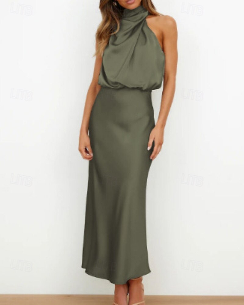 Mulheres Vestido midi Vestido Longo Vestido Maxi vestido de cetim Vestido de formatura Vestido de festa Elegante Moda Moderno Festa de Noite Festa Ocasião Especial Normal Delgado Tecido Sem Manga de 2026 por $22.99 –P3