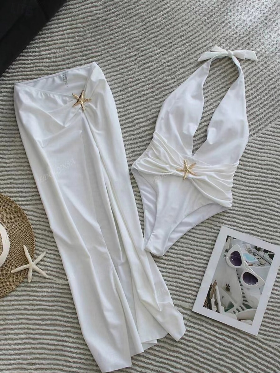 Damen Einteiler Badeanzug mit Rock Monokini Bauchkontrolle Hohe Taille Slim Rückenfrei Elegant Urlaub Einfarbiger V-Ausschnitt Ärmelloses Badeanzug 2026 - $14.49 –P8