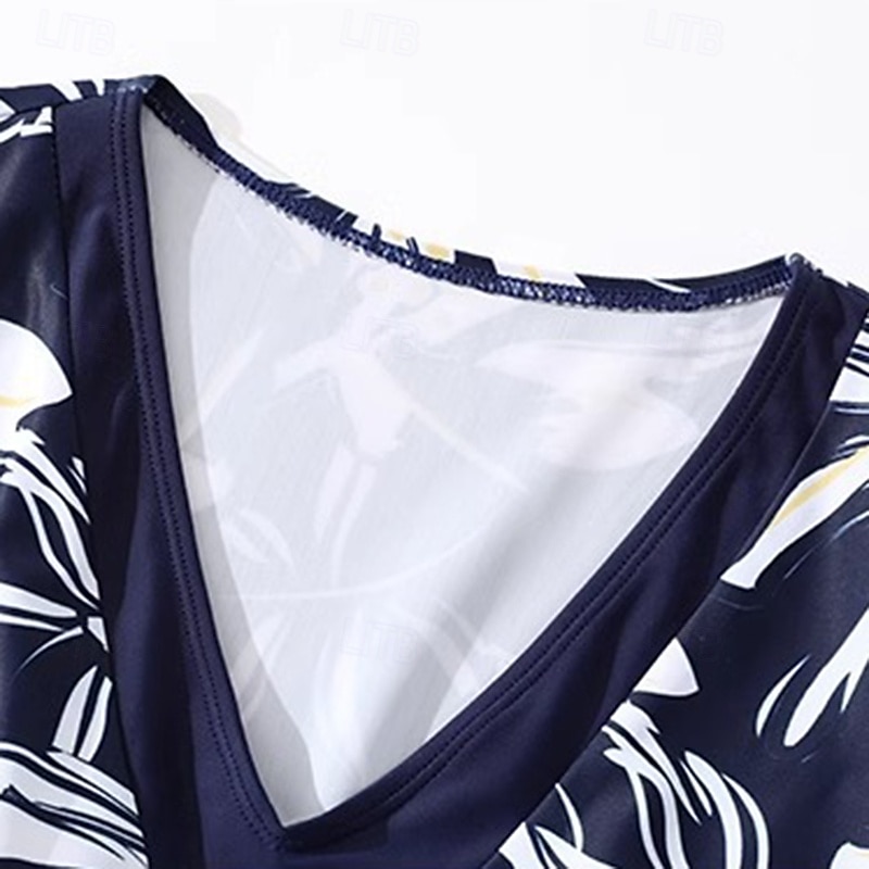 Dam Rash-guards Baddräkt Badkläder Badkläder Vit Mörkblå UV-skydd Magkontroll Surfing Strand Semester Sommar 2025 - $34.99 –P11