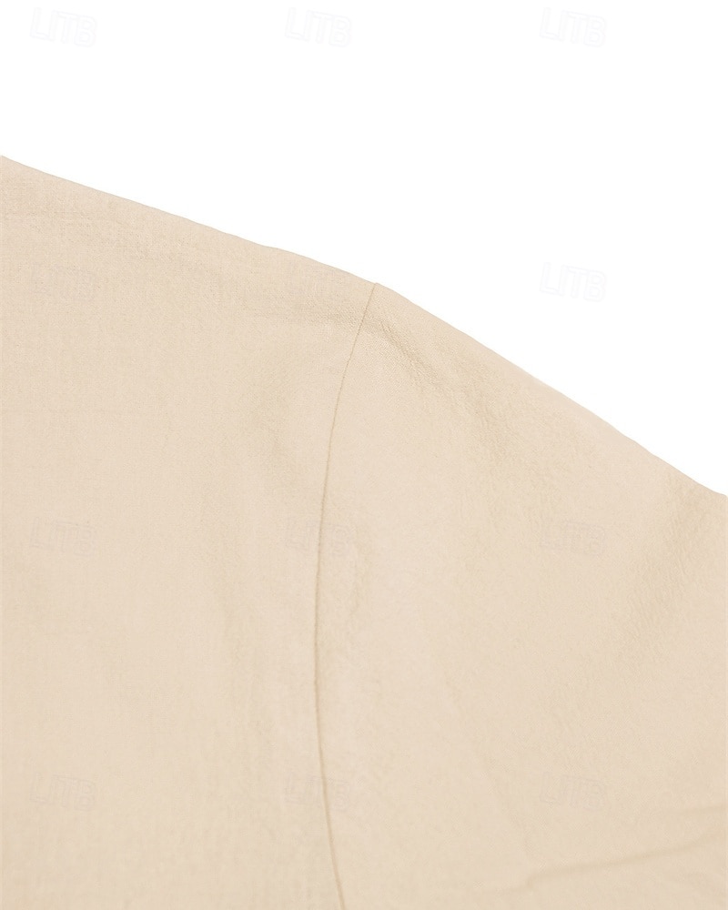 Per uomo Camicia Camicia di lino Camicia popover Camicia casual Camicia di cotone Semplice Vacanza Camicia hawaiana Nero Bianco Cachi Verde militare Manica Lunga Colletto alla coreana Primavera del 2025 a $24.99 –P6