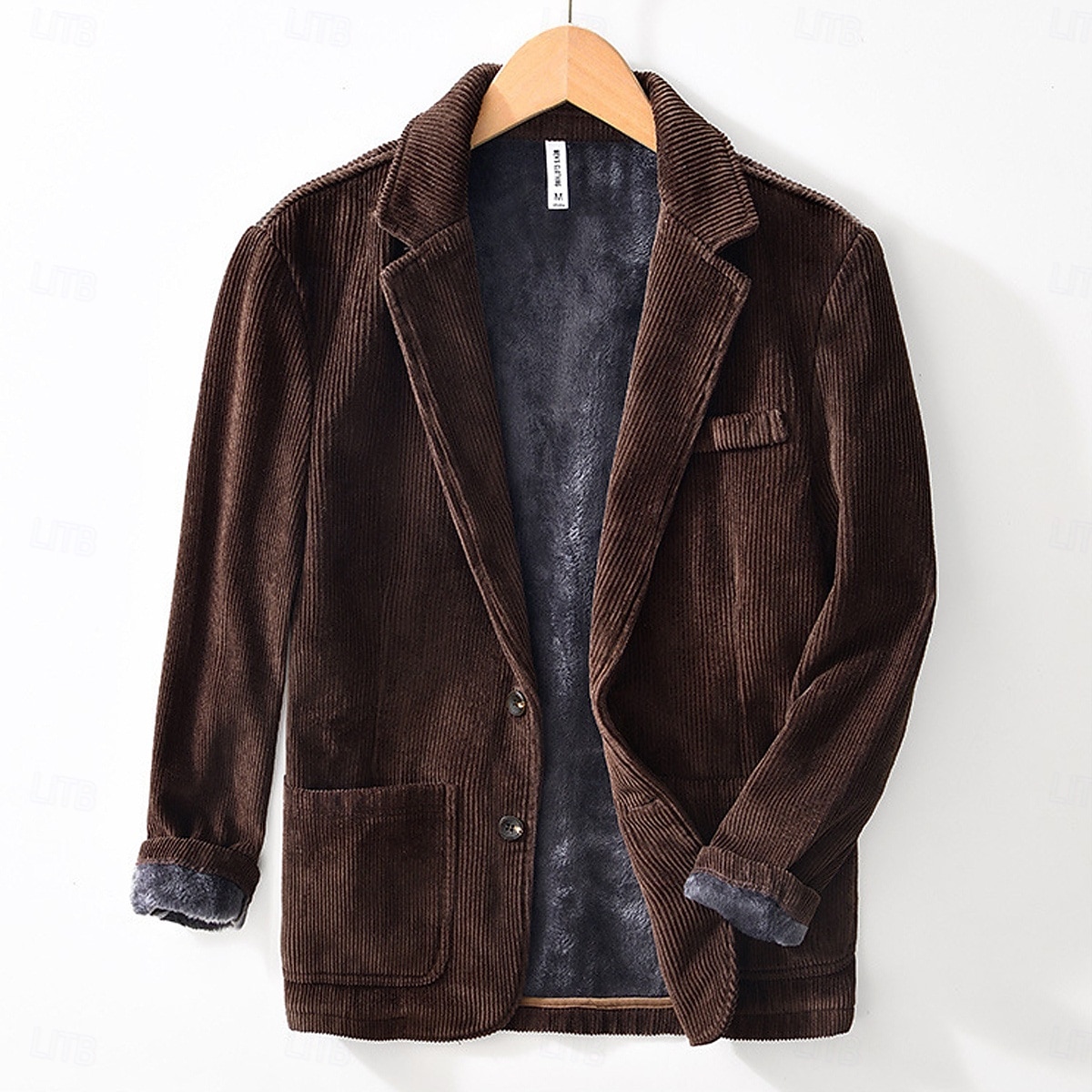 Herre Kordfløyel jakke Halskrage Årgang Mote Utendørs Ensfarget Blazer Blå kaffe Grå Skreddersydd Single Breasted To-knapper 2025 - $83.99 –P5